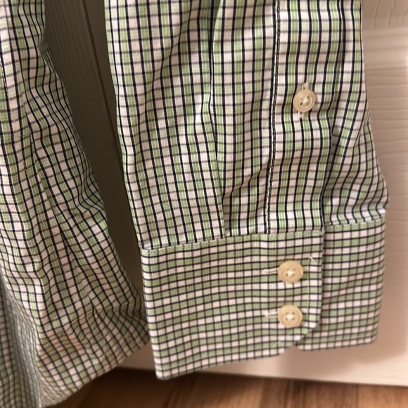 Banana republic men’s green non iron slim fit checkered button down shirt size M - Picture 5 of 6